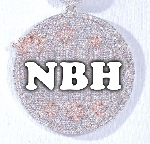 CUSTOM LETTER NECKLACE 3D BIG CROWN DISC