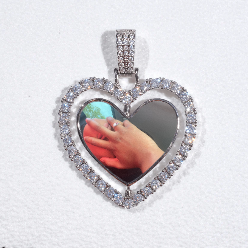 3D Spinning 2-Faced Heart Custom Picture Pendant