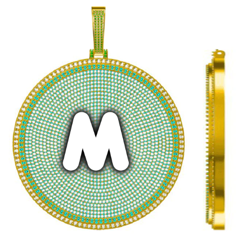 CUSTOM LETTER NECKLACE 3D BIG DISC