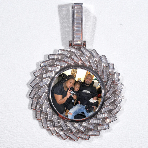 Large 3D Baguette Custom Picture Pendant