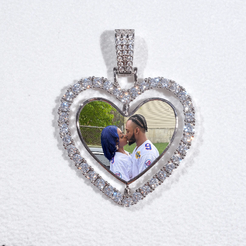 3D Spinning 2-Faced Heart Custom Picture Pendant
