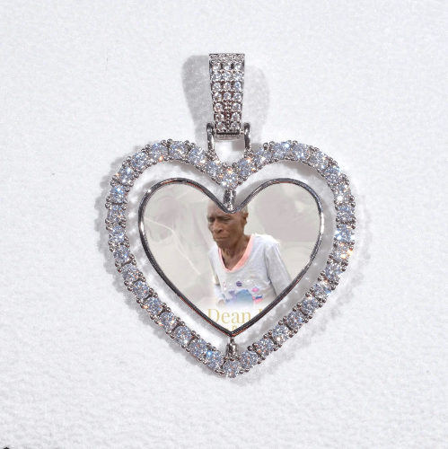3D Spinning 2-Faced Heart Custom Picture Pendant