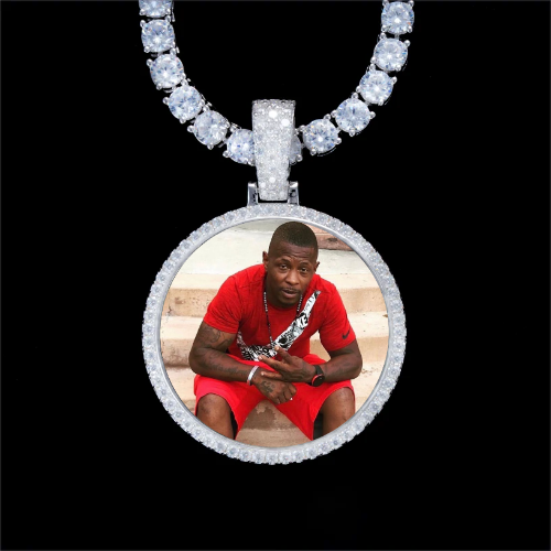925S & VVS Moissanite 3D Circle Custom Picture Pendant