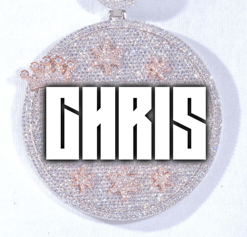 CUSTOM LETTER NECKLACE 3D BIG CROWN DISC