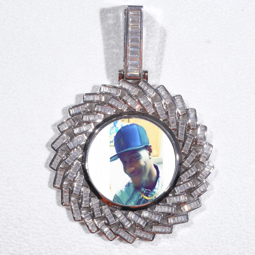 Large 3D Baguette Custom Picture Pendant