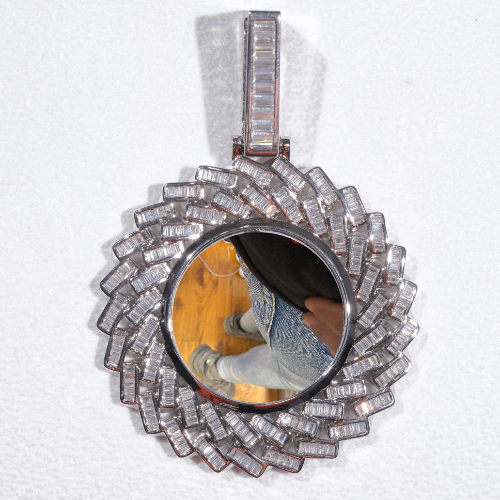 Large 3D Baguette Custom Picture Pendant
