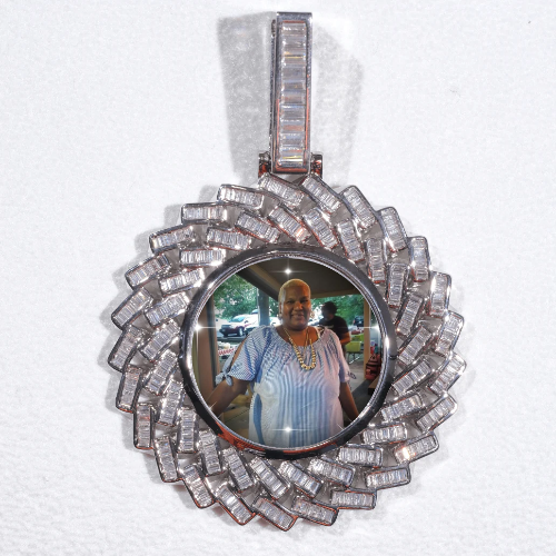 Large 3D Baguette Custom Picture Pendant