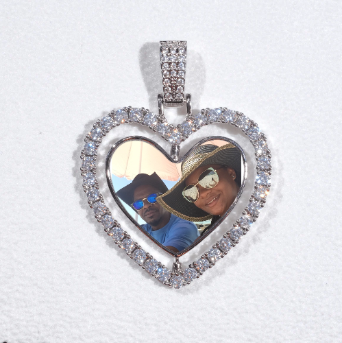 3D Spinning 2-Faced Heart Custom Picture Pendant