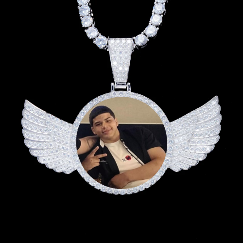 925S & VVS Moissanite 3D Wing Custom Picture Pendant