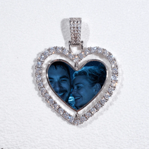 3D Spinning 2-Faced Heart Custom Picture Pendant