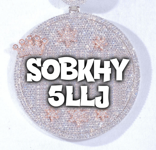 CUSTOM LETTER NECKLACE 3D BIG CROWN DISC
