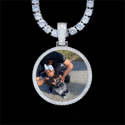 925S & VVS Moissanite 3D Circle Custom Picture Pendant