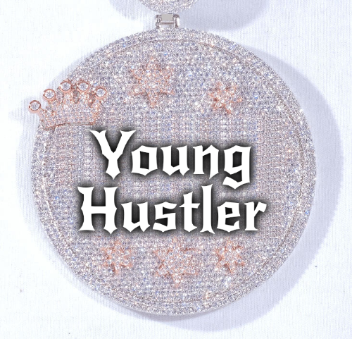 CUSTOM LETTER NECKLACE 3D BIG CROWN DISC