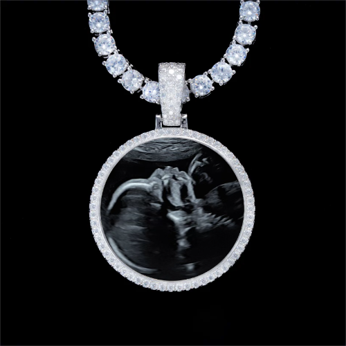 925S & VVS Moissanite 3D Circle Custom Picture Pendant