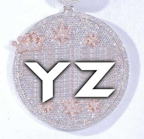 CUSTOM LETTER NECKLACE 3D BIG CROWN DISC