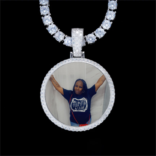 925S & VVS Moissanite 3D Circle Custom Picture Pendant