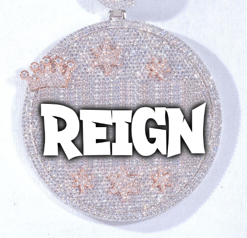 CUSTOM LETTER NECKLACE 3D BIG CROWN DISC
