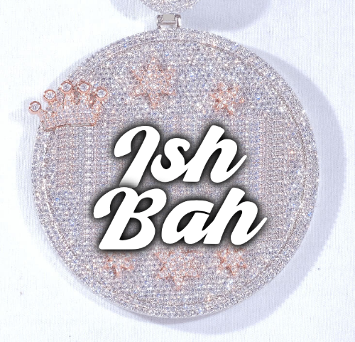 CUSTOM LETTER NECKLACE 3D BIG CROWN DISC