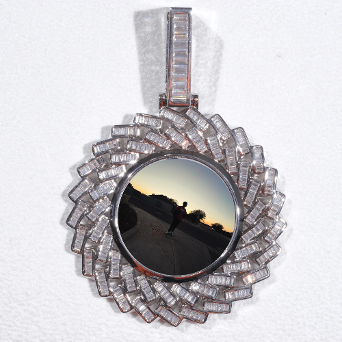 Large 3D Baguette Custom Picture Pendant