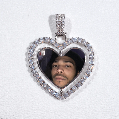 3D Spinning 2-Faced Heart Custom Picture Pendant