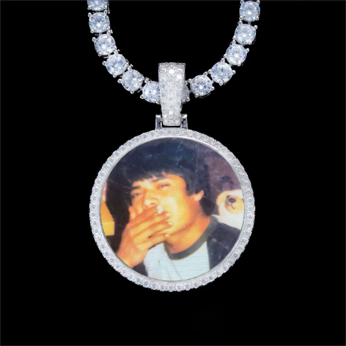 925S & VVS Moissanite 3D Circle Custom Picture Pendant