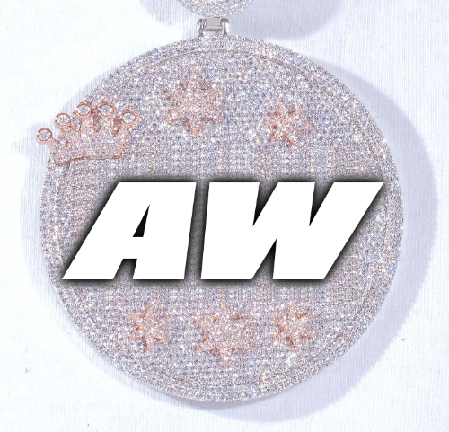 CUSTOM LETTER NECKLACE 3D BIG CROWN DISC