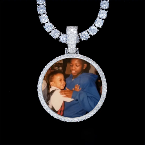 925S & VVS Moissanite 3D Circle Custom Picture Pendant