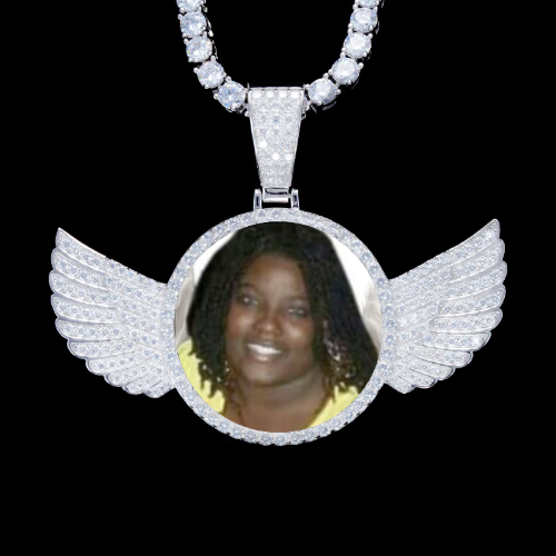 925S & VVS Moissanite 3D Wing Custom Picture Pendant