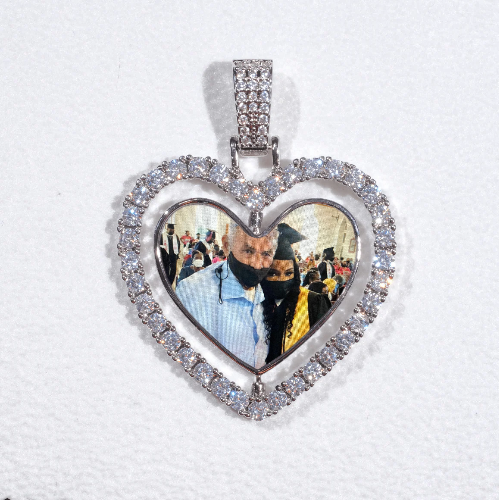 3D Spinning 2-Faced Heart Custom Picture Pendant