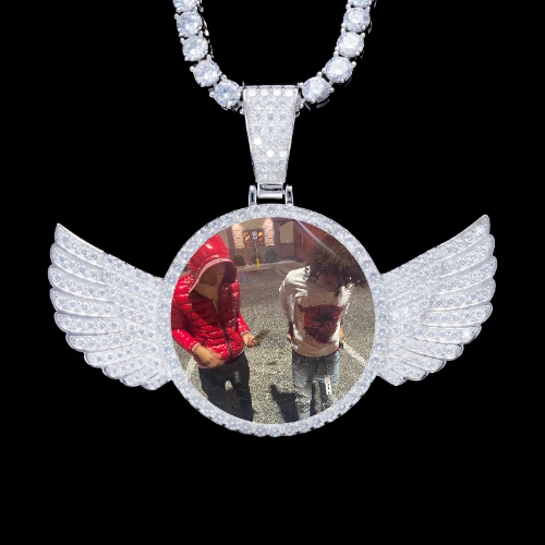 925S & VVS Moissanite 3D Wing Custom Picture Pendant