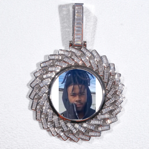 Large 3D Baguette Custom Picture Pendant