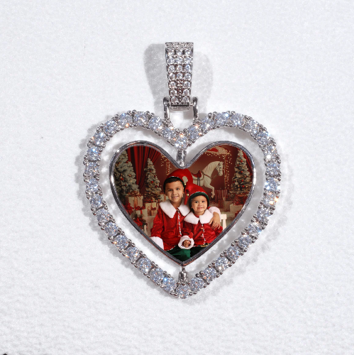 3D Spinning 2-Faced Heart Custom Picture Pendant