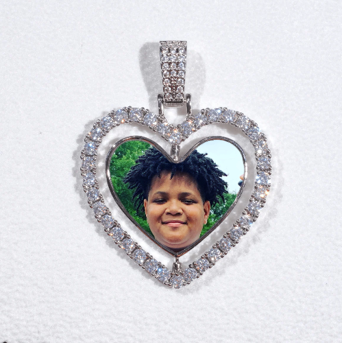 3D Spinning 2-Faced Heart Custom Picture Pendant