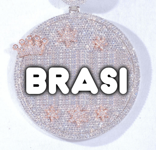CUSTOM LETTER NECKLACE 3D BIG CROWN DISC