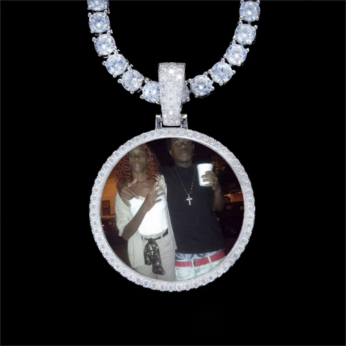 925S & VVS Moissanite 3D Circle Custom Picture Pendant