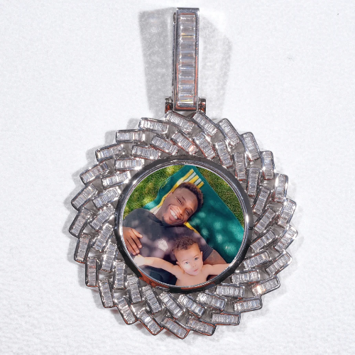 Large 3D Baguette Custom Picture Pendant