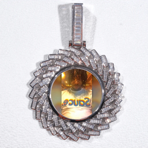 Large 3D Baguette Custom Picture Pendant