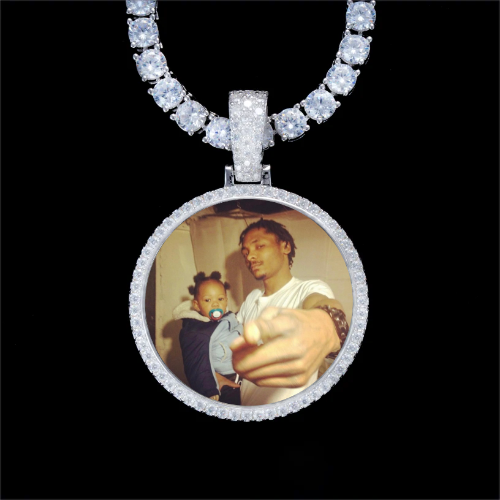 925S & VVS Moissanite 3D Circle Custom Picture Pendant