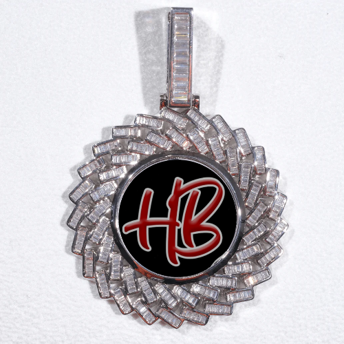 Large 3D Baguette Custom Picture Pendant
