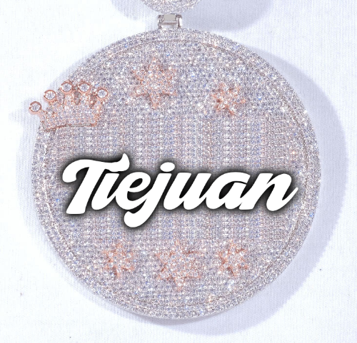 CUSTOM LETTER NECKLACE 3D BIG CROWN DISC