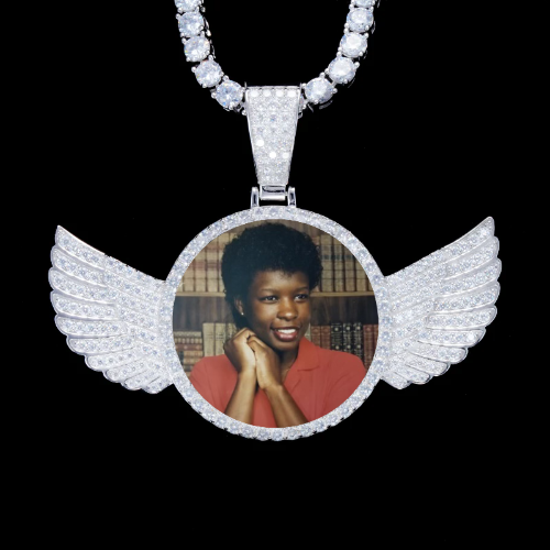 925S & VVS Moissanite 3D Wing Custom Picture Pendant