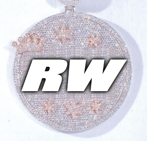 CUSTOM LETTER NECKLACE 3D BIG CROWN DISC