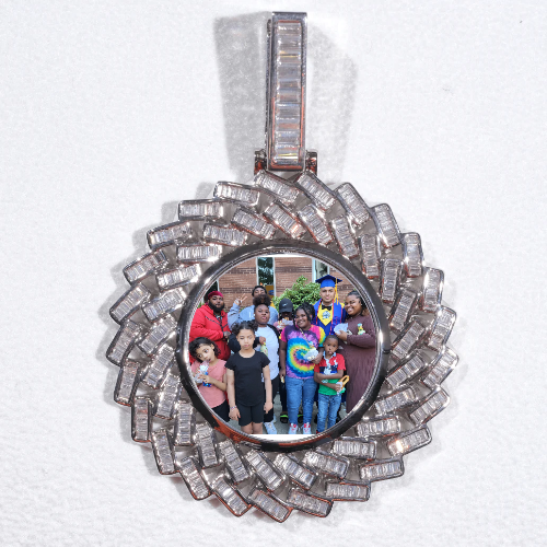 Large 3D Baguette Custom Picture Pendant