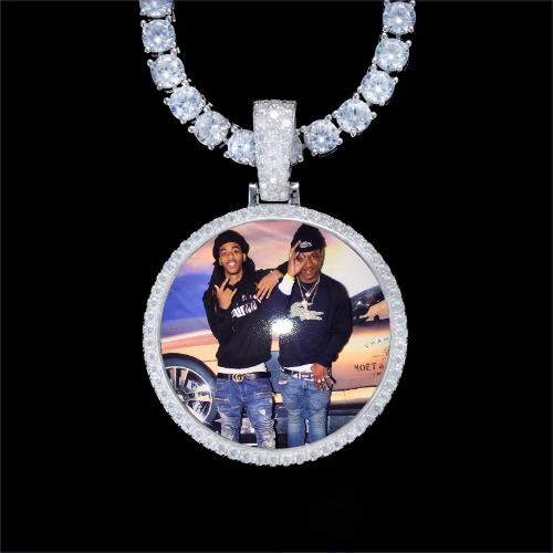 925S & VVS Moissanite 3D Circle Custom Picture Pendant