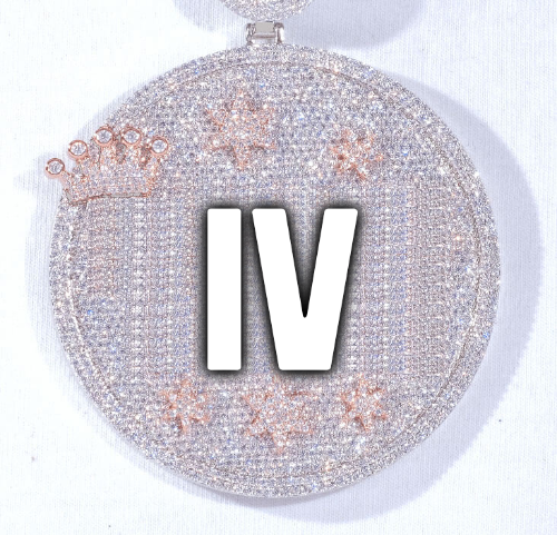 CUSTOM LETTER NECKLACE 3D BIG CROWN DISC