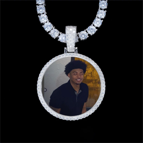 925S & VVS Moissanite 3D Circle Custom Picture Pendant