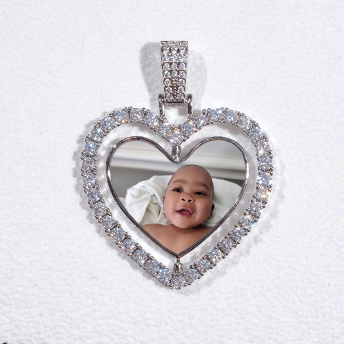 3D Spinning 2-Faced Heart Custom Picture Pendant