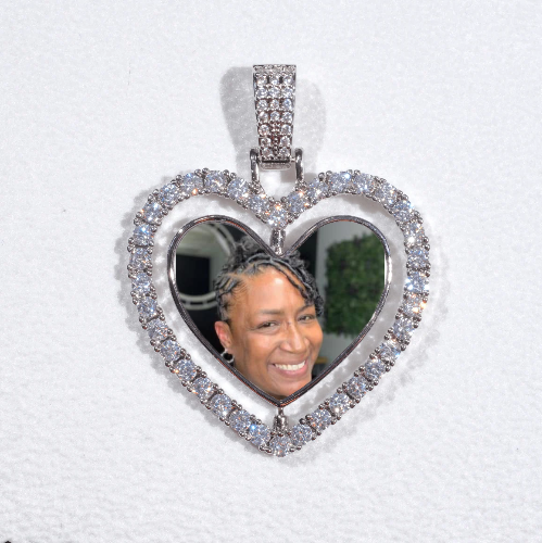 3D Spinning 2-Faced Heart Custom Picture Pendant