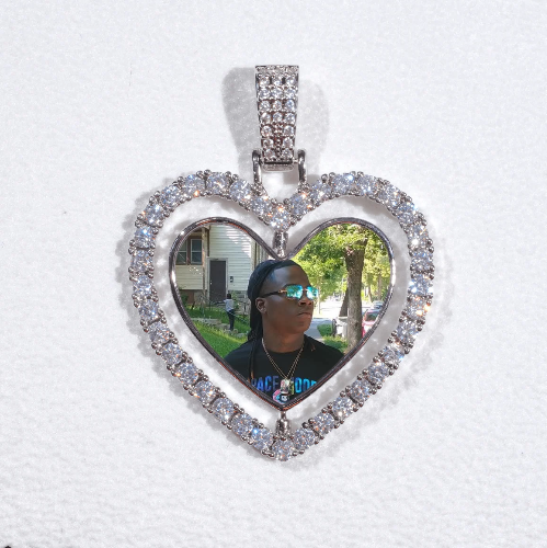 3D Spinning 2-Faced Heart Custom Picture Pendant