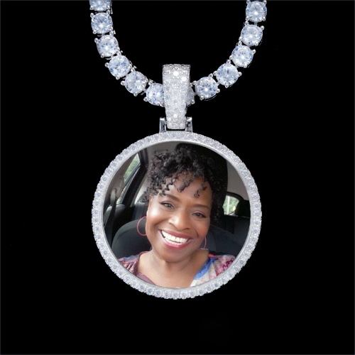 925S & VVS Moissanite 3D Circle Custom Picture Pendant